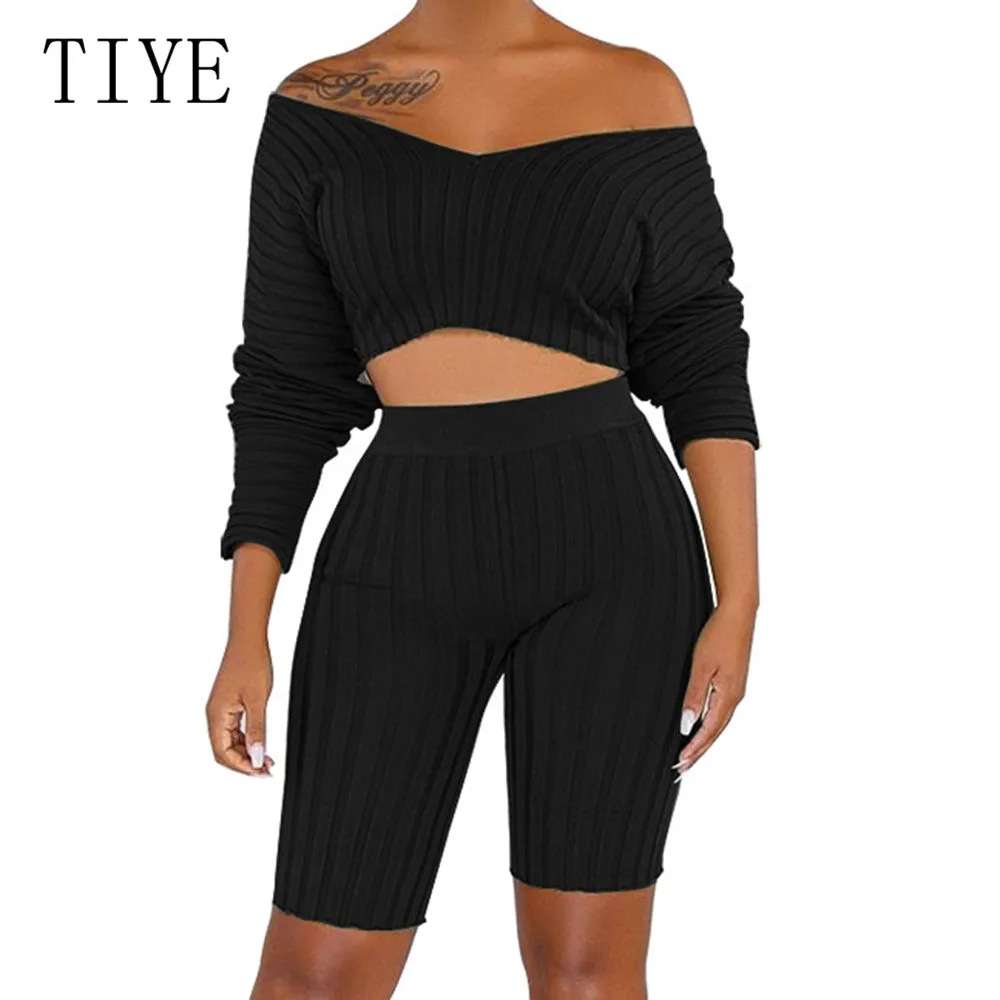 TIYE Women Pit Cloth Jumpsuits Autumn Off Shoulder Long Sleeve Bodycon Bandage Playsuits Casual Two Pieces Sets Elegant Rompers TIYE Women Pit Cloth Jumpsuits Autumn Off Shoulder Long Sleeve Bodycon Bandage Playsuits Casual Two Pieces Sets Elegant Rompers