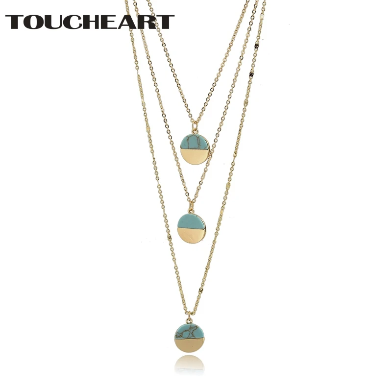 

TOUCHEART Layered Necklace display Jewelry Round Metal with Stone Pendants Vintage Colar Jewelry Statement Necklace SNE160074
