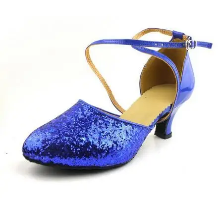 5 Colors Sequin Blue Red Black Gold Silver Women Ballroom Tango Salsa Latin Dance Shoes / Cheap Closed Toe Salsa Shoes