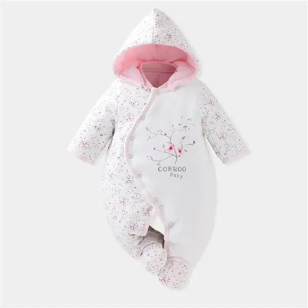 COBROO/Детские гольфы для новорожденных от 0 до 6 месяцев, хлопок, зимняя одежда для младенцев Комбинезон для маленьких девочек и мальчиков, Детская верхняя одежда с капюшоном, 150004 - Цвет: Розовый