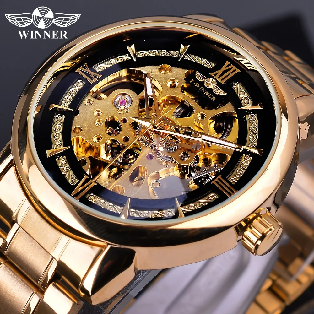 Vincitore 2019 Royal Oro Nero Orologio Maschile Del Fiore Trasparente di  Caso degli uomini Automatico Orologi Top Brand di Lusso Mani  Luminose|Mechanical Watches| - AliExpress