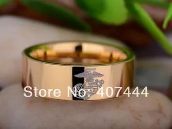 

Free Shipping YGK JEWELRY Hot Sales 8MM Gold Color PIpe Army Military Marines Mens Tungsten Carbide Wedding Ring
