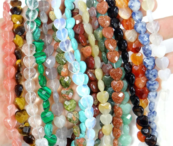 

10mm Natural stone agate Quartz Turquoise Opal Faceted Peach heart spacer beads for Diy Jewelry Making Bracelet Necklace 20pcs