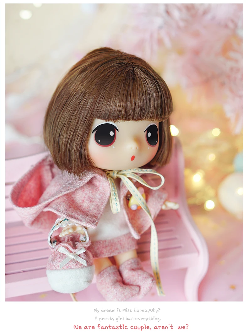 Ddung короткие волосы розовый плащ изменить Куклы Детские BJD кукла подарок на день рождения девушка Коллекция игрушек для подарка украшения