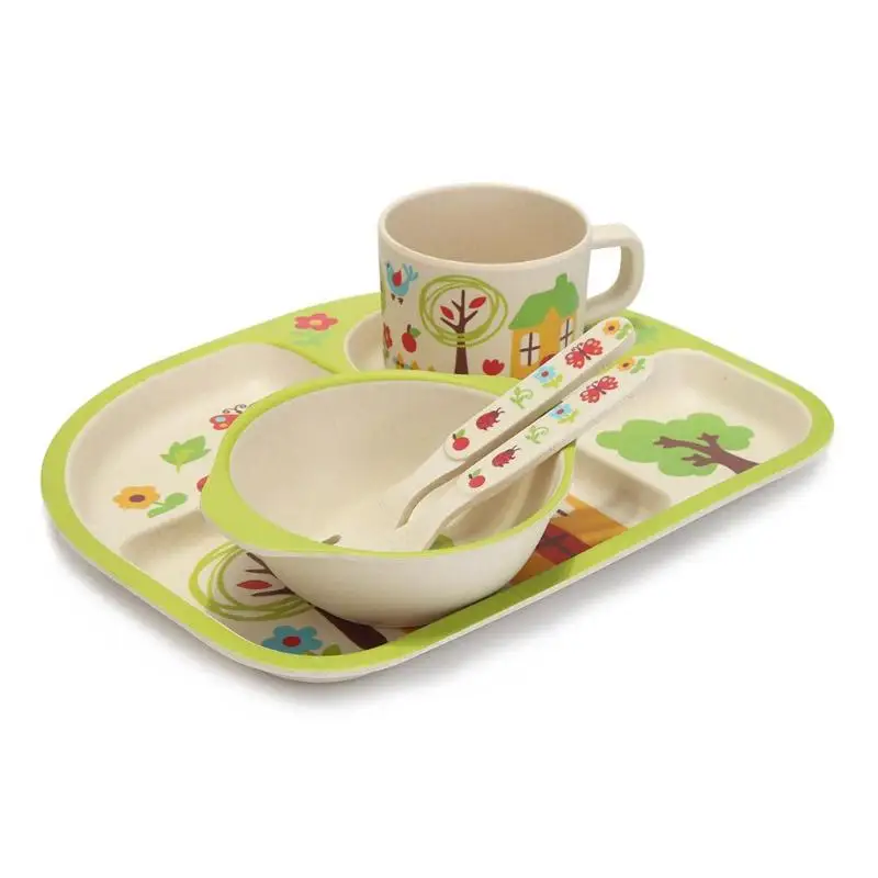 5pcs/set Eco-friendly Bamboo Fiber Baby Plate Cup Bowl Spoon Dishes 4 Slots Children Tableware Sets Baby Kids Dishes Dinnerware 5pcs/set Eco-friendly Bamboo Fiber Baby Plate Cup Bowl Spoon Dishes 4 Slots Children Tableware Sets Baby Kids Dishes Dinnerware