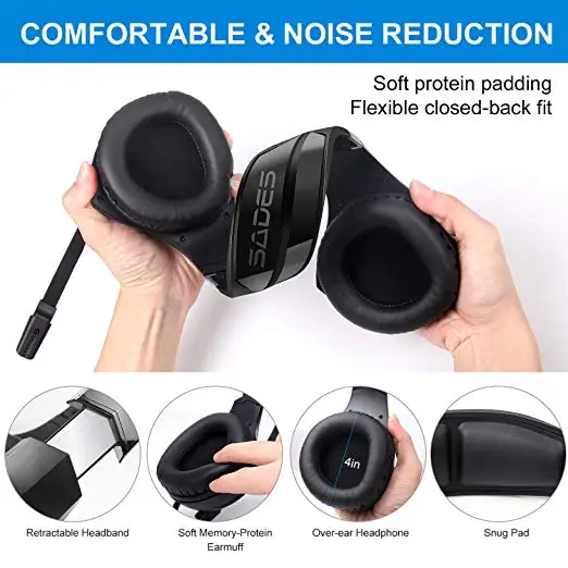 Fone de Ouvido 3.5mm para Xbox Sades Gaming Headset - Ps4 pc Portátil Ipad Computador Telefone Móvel Sa822 um 6 3.5mm para xbox um ps4 pc portátil