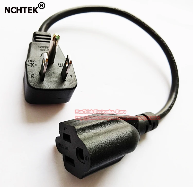 NCHTEK USA /American 3pin Short Flat Plug Power Cord,Nema 5 15P Plug to