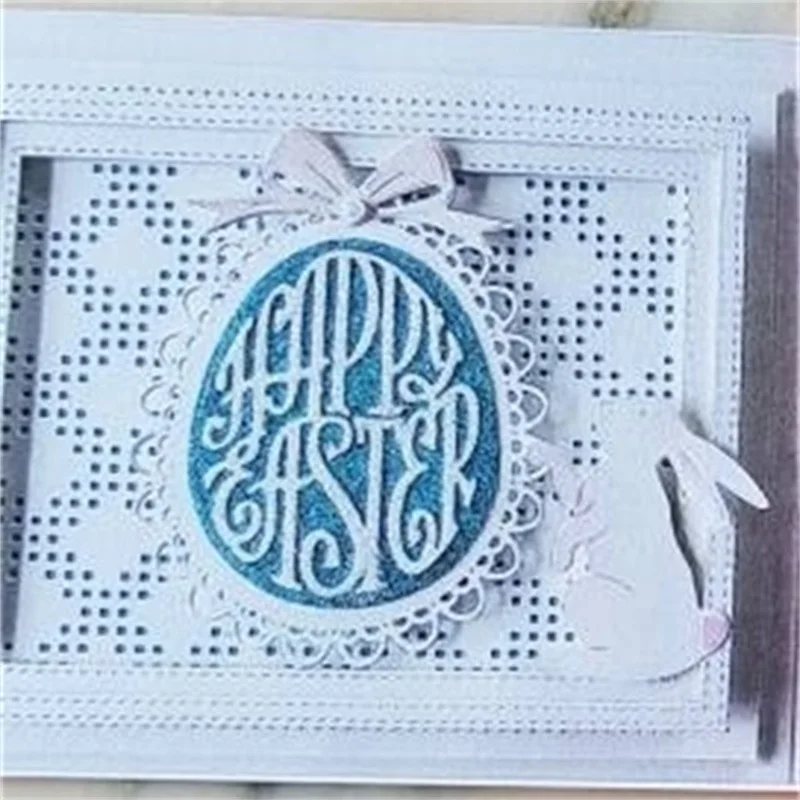 

Ufurty Metal Cutting Dies Lace Egg Bow HAPPY EASTER Stencils for Scrapbooking Photo Album Paper Card Decorative Craft Embossing