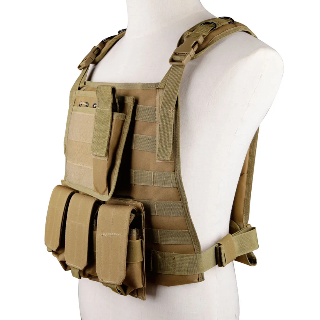 

WST Molle Military Combat Vest Adjustable 600D Encryption Polyes Outdoor Airsoft Paintball Vest for Hunting Over 14 Year-old