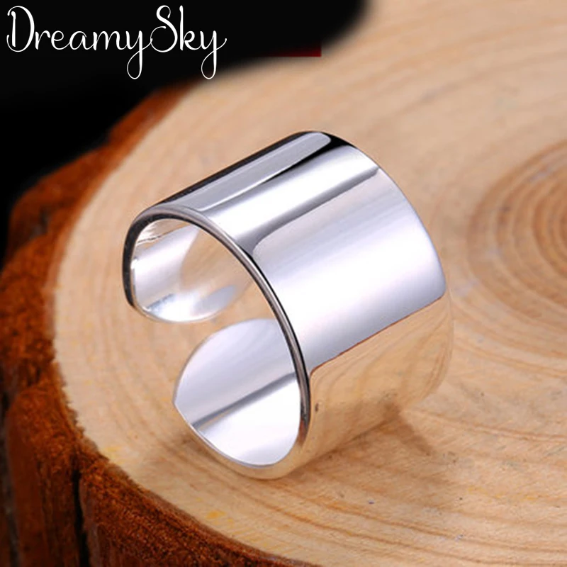 

Romantic Style Bohemian 925 Sterling Silver Open Smooth Rings For Women Girls Gift New Trendy Vintage Big Punk Ring Wholesale