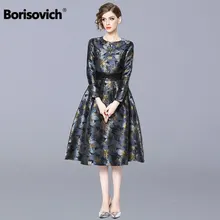 Borisovich женское элегантное вечернее платье, бренд, Весенняя мода, винтажный принт, а-силуэт, Женские повседневные длинные платья N398