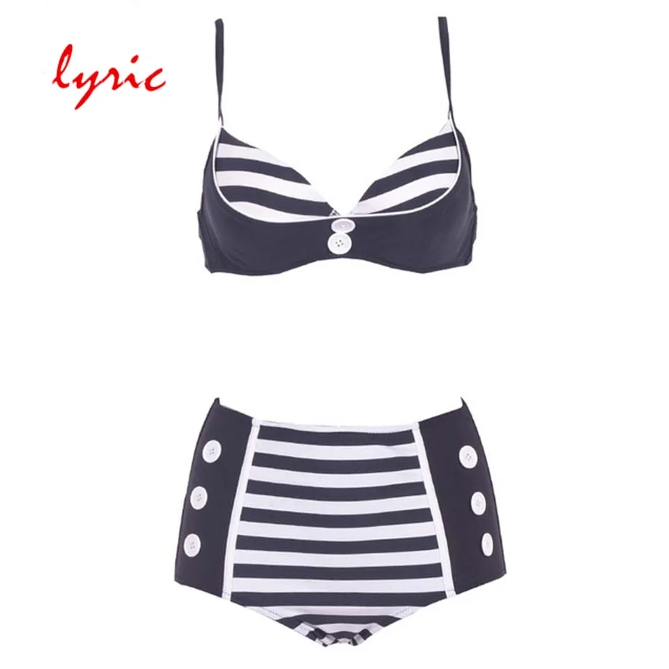 

Lyric 2019 Plus Size Newest 3X Push Up Bikini Set Swimwear Women Biquini High Waist Swimsuit Bathing Suits Retro Bikinis