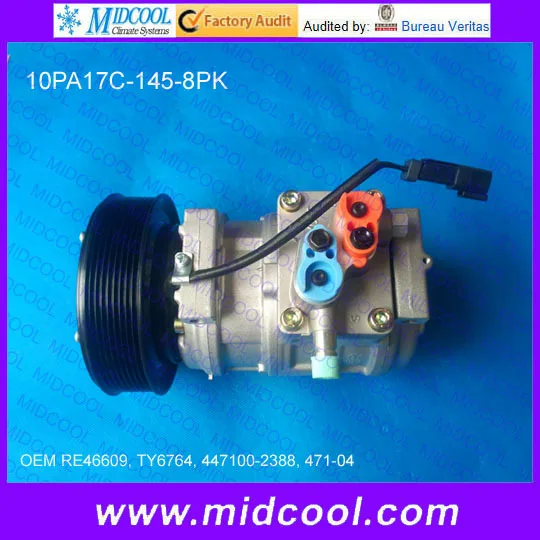 

HIGH QUALITY AUTO AC COMPRESSOR 10PA17C FOR RE46609 TY6764 447100-2388 471-04