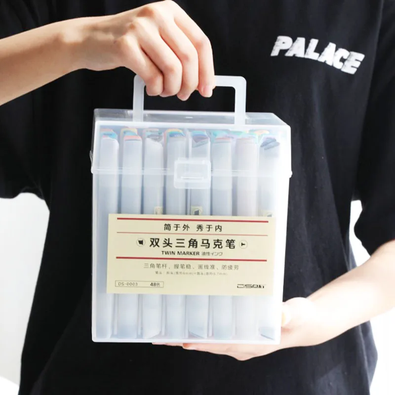 

12/24/36/48 Colors Box-packed Both Head Triangle Oiliness Marker Pen Student Marc Arts Painting For Animation Manga