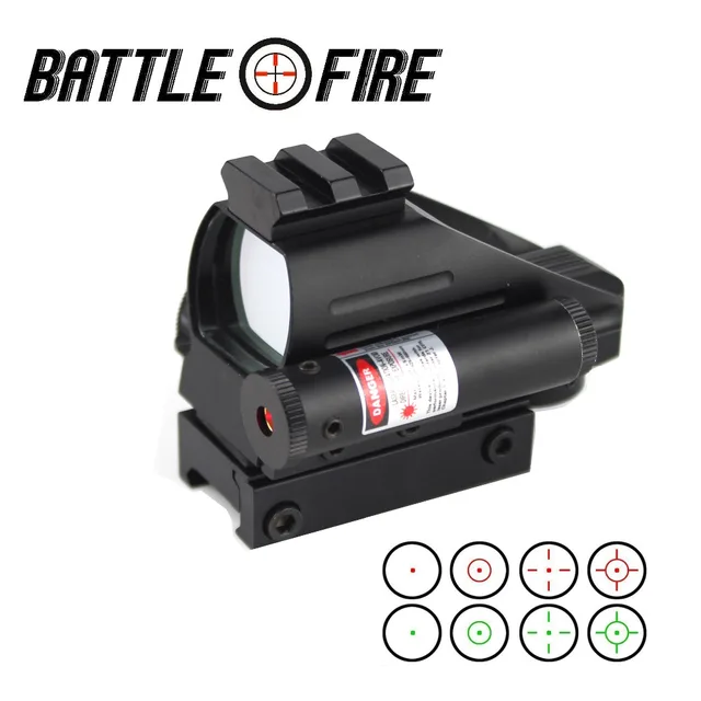 Mira de colisión para Rifle de caza alcance holográfico Reflex 4 retículas rojo punto vista táctico rifloscopio + óptica láser roja