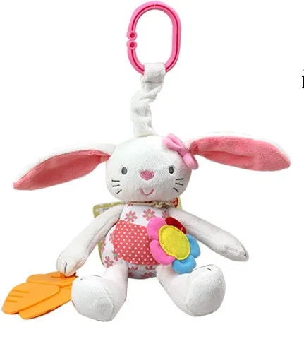 

New Arrival Baby Toy Soft Rabbit Plush Doll Baby Rattle Ring Bell Crib Bed Hanging Animal Toy Teether Multifunction Kids Toy