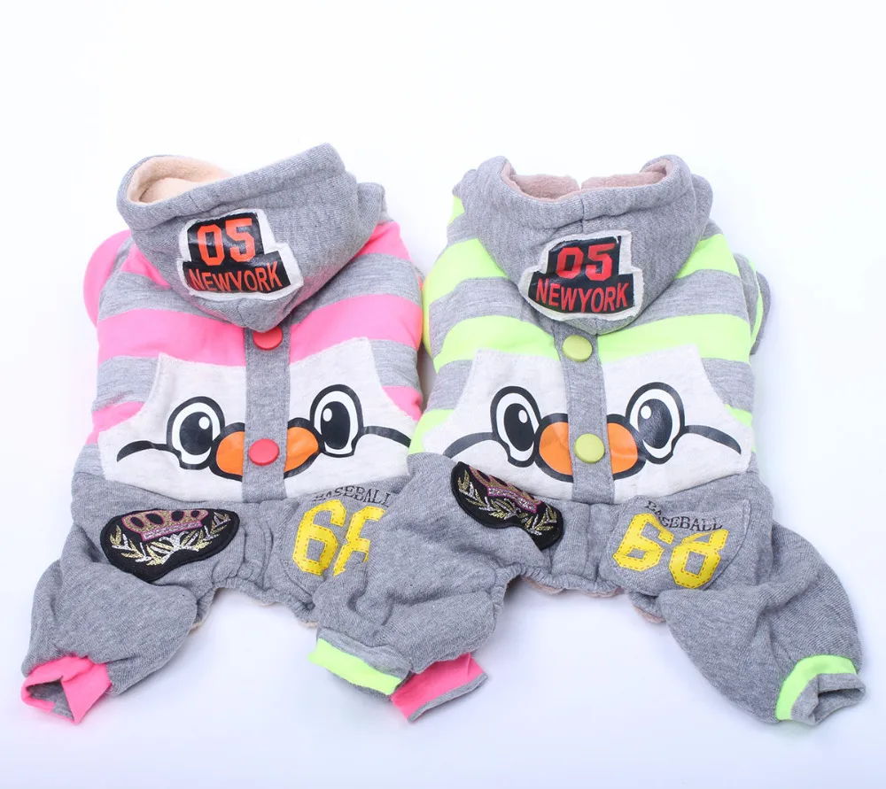 

Dog Cat Striped&Cartoon Hoody Coat Jacket Pet Puppy Jumpsuit Winter Warm Clothes Apperal