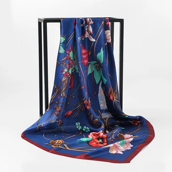 

Plant 2018 Luxury Brand Scarf 100% Silk Feeling Shawl Scarf Foulard Square Scarves Hijab Wraps Big Size 90x90cm