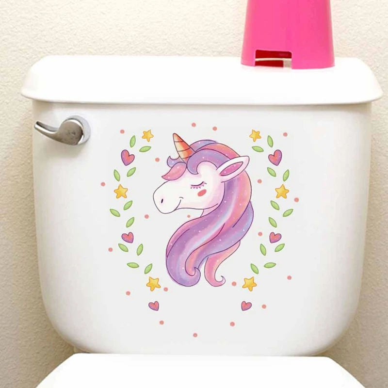 2pcs Cute The Unicorn Home Decor Sticker PVC Toilet Stickers Kitchen Bathroom Accessories Wall Stickers 2pcs Cute The Unicorn Home Decor Sticker PVC Toilet Stickers Kitchen Bathroom Accessories Wall Stickers