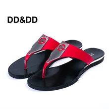 DD&DD Women 2016 Summer shoes For Women Flip Flops With Metal Black Red Slippers Shoes Flat Heels Tong