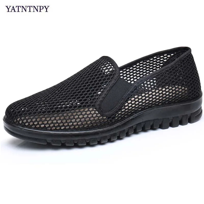 YATNTNPY Summer Mesh Shoes Men Slip-on Flat Sapatos Black lHollow out Comfortable Father Shoes Man Casual Moccasins espadrilles YATNTNPY Summer Mesh Shoes Men Slip-on Flat Sapatos Black lHollow out Comfortable Father Shoes Man Casual Moccasins espadrilles