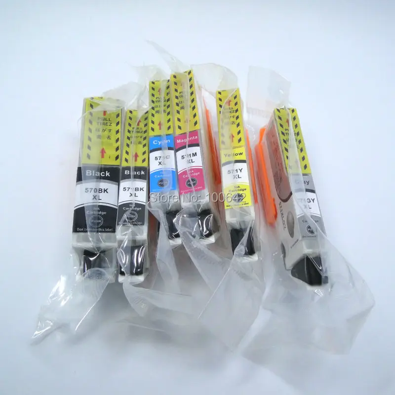

YOTAT 6PCS compatible ink cartridge PGI 570 PGI-570XL CLI-571XL for Canon PIXMA MG7750 MG7751 MG7753 TS9050 TS9055 TS8050 TS8051