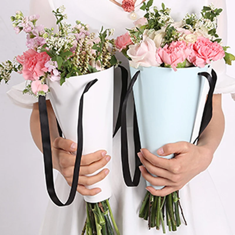 129 5 Pièces Pratique Porter Doux Cadeau Fleurs Boîte Bouquet Portable Minimaliste Emballage Créatif Bricolage Cadeau Fleur Boutique