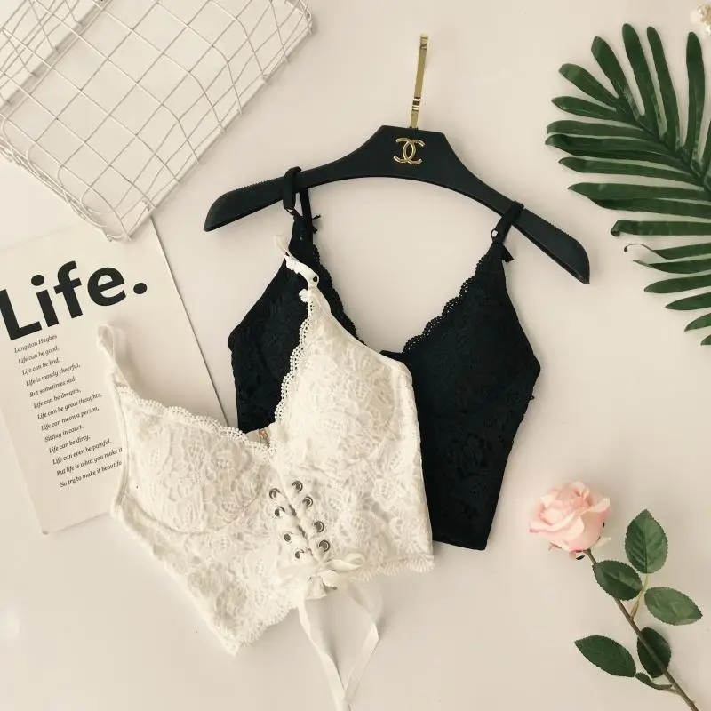 

Women's Sexy lace Tank Tops Bandage shirts 2019 Deep V Collar Camis Sleeveless brand tops Clothing Female Girl Shirts chic Blusa