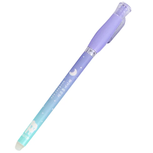 1 шт 0,38 мм стираемая гелевая ручка, Kawaii милый стационарный, офисные школьные принадлежности, черные/синие чернила - Цвет: Фиолетовый