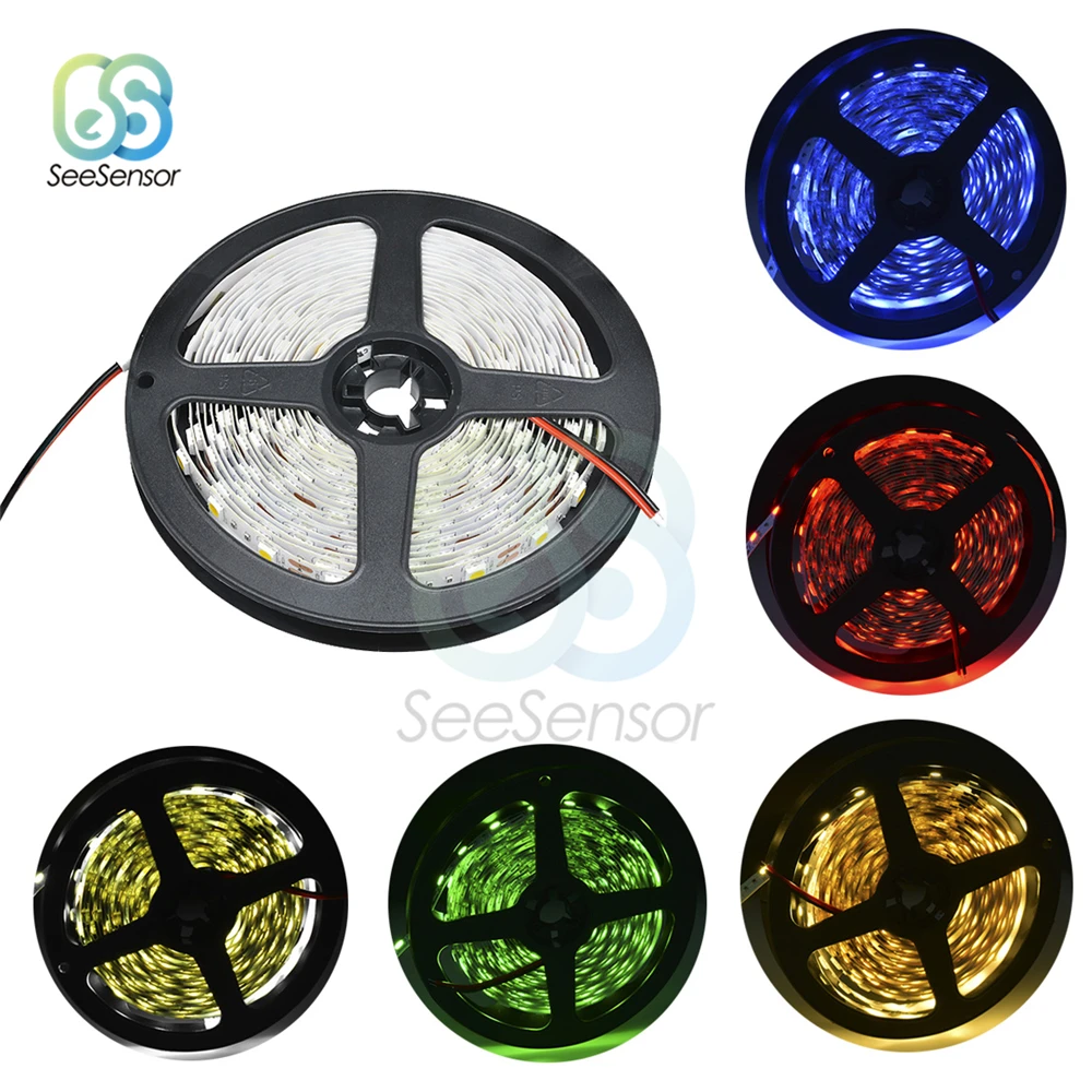  12V 5M LED Strip Light Lamp SMD 5050 Non-waterproof 300LED Christmas Desk Decoration Lamp Tape For 
