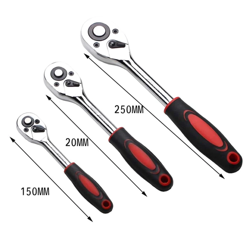 

1PC 1/4" 3/8" 1/2" Steel High Torque Ratchet Wrench for Socket 24 Teeth Quick Release Wide Used Professional Hand Tools