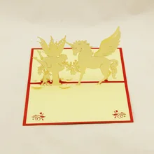 Qubiclife 3D полый Единорог креативные открытки на день Святого Валентина Пользовательские стереокартинки