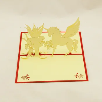 

Qubiclife 3D hollow Unicorn creative Valentine's Day cards custom stereo cards