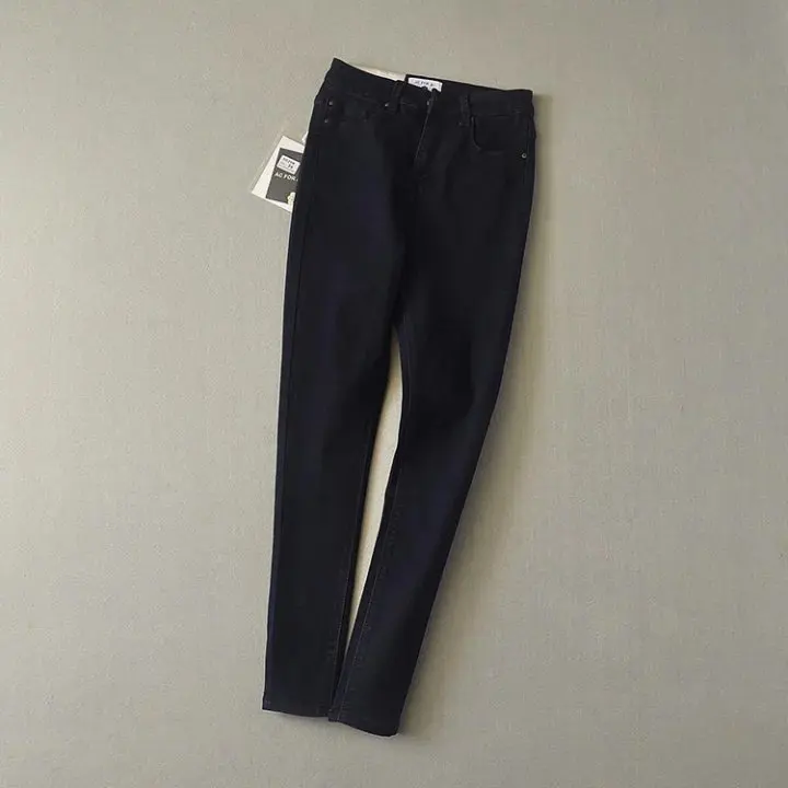 Обтягивающие джинсы женские осенние новые узкие джинсы для женщин модные тонкие черные джинсы с высокой талией женские ультра эластичные джинсовые брюки