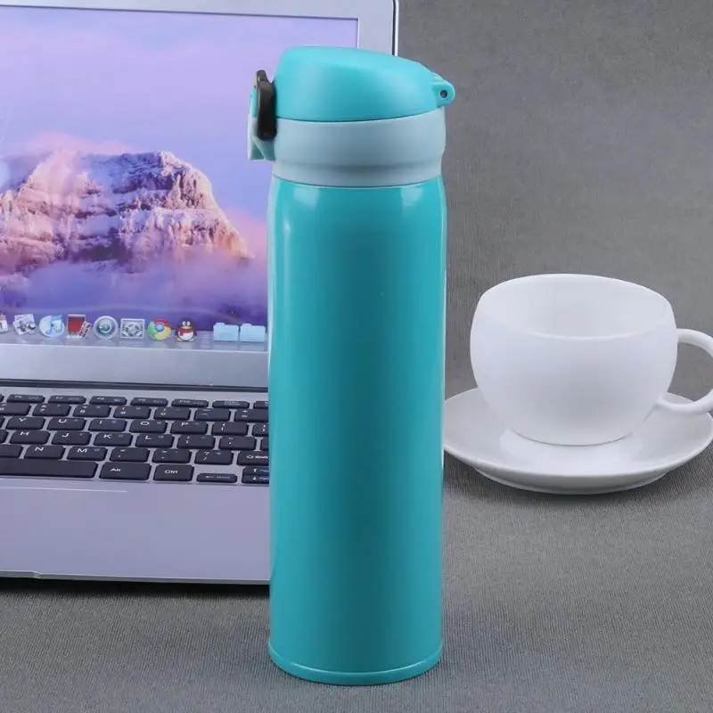 450ml Travel Mug Water Thermos Stainless Steel Double Wall Thermal Cup Bottle Vacuum Cup School Home Tea Coffee Drink Bottle