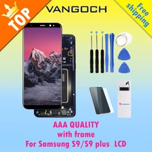100% Asli Super AMOLED Layar LCD untuk Samsung Galaksi S9 S9 Plus S9 + Tampilan G9650 dengan Bingkai Assembly Penggantian & Bebas Hadiah