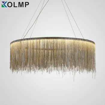 

Silver iron chain tassel chandelier for living room Italy design luxury lighting Dinning room Atlantis stream drop light 50/80CM