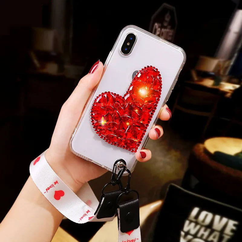 For iphone 11 Pro MAX XScase coque case cover Luxury Glitter Diamond heart funda for 6 7/8 Plus/x phone |