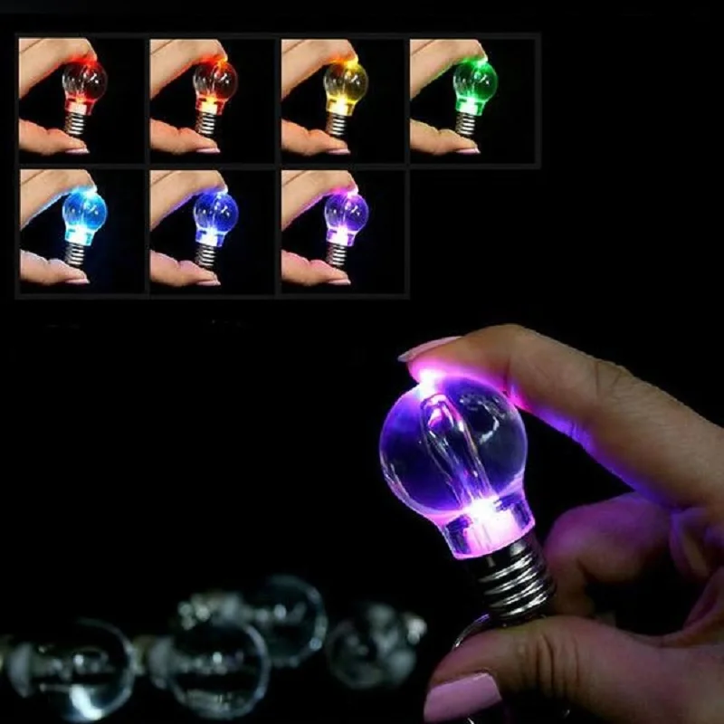 

Silver LED Flash Lights Mini Bulb Keys Keyring Xmas Cute Keychain Clear Lamp Led Lights Bulb Decoration Fluorescent Lights