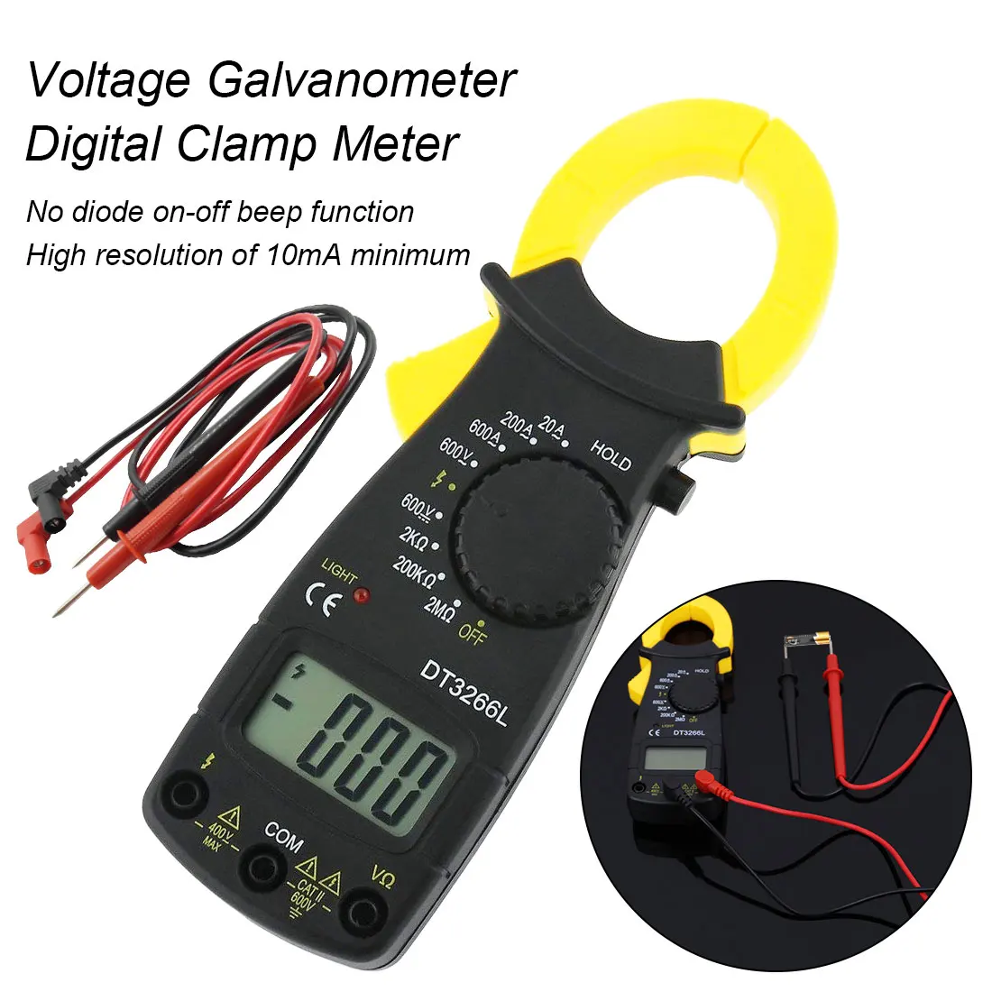 

600A AC/DC Multimeter Current Clamp Pincers Digital Clamp Meter Voltmeter Ammeter Ohm Current Voltage Tester DT-3266L