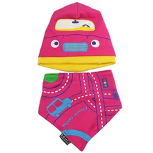 Hilenhug/Детская Шапка-бини, бандана, нагрудник, комплект для детей от 6 до 36 месяцев, для мальчиков и девочек, детская вязаная шапка с машинкой, полотенце для детей Beanies