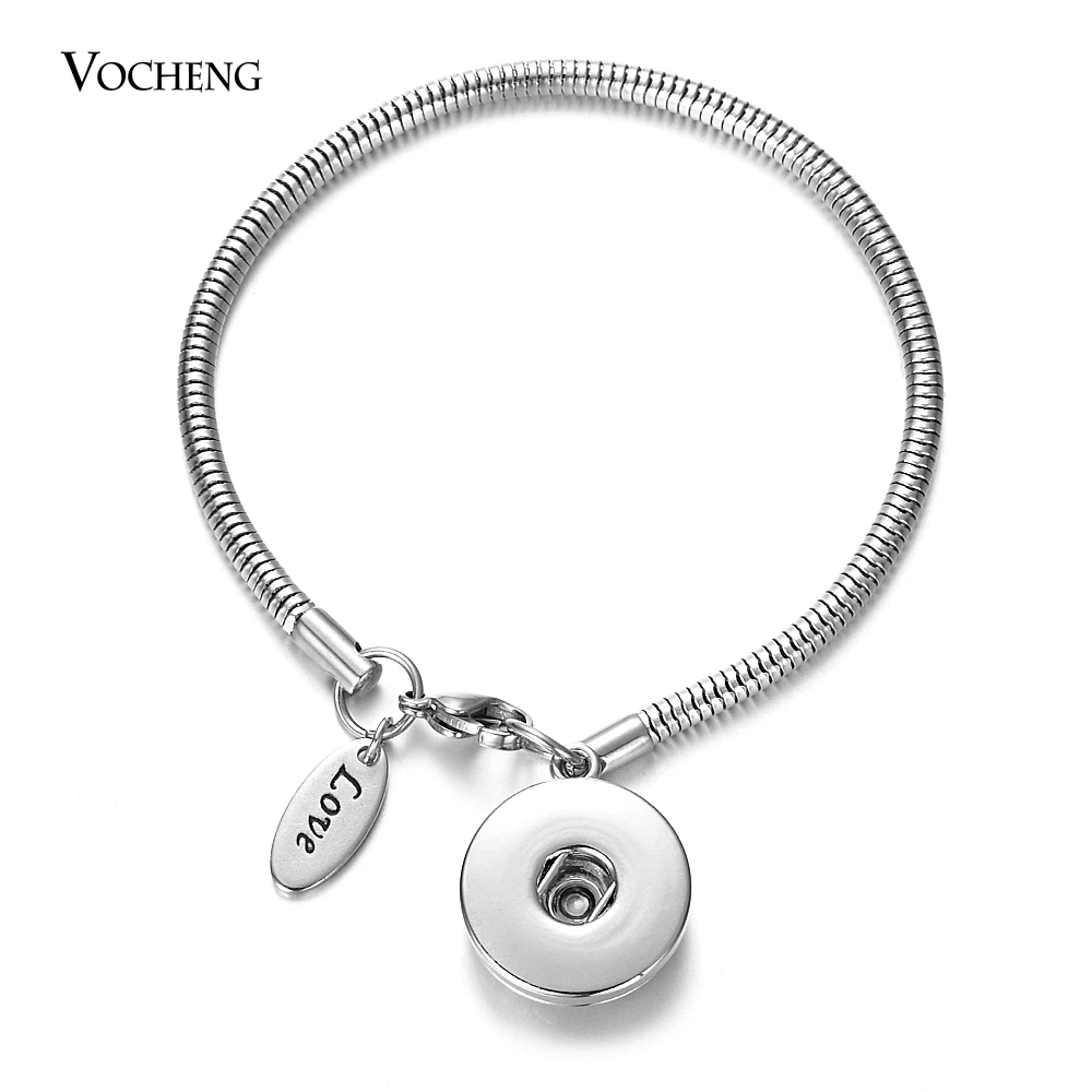 Stainless Steel Bracelet With Ginger Snap Button Charms Jewelry fit 18mm Button NN-667