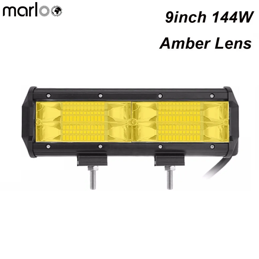 Car 9 Inch 144w Led Light Bar Driving Lights Amber 3000k For Offroad
