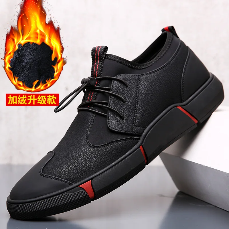 

Autumn and winter men's trend Korean casual shoes Warm mesh red shoes plus velvet men's shoes wholesale
