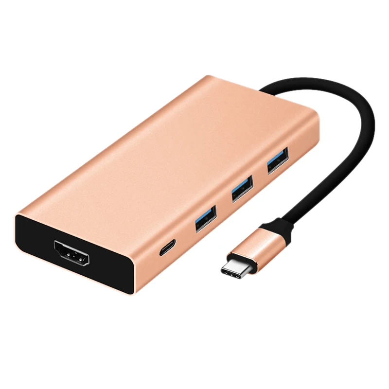 5 в 1 USB C концентратор, usb type C 3,1(совместимый Thunderbolt 3) 4K HDMI адаптер, USB-C к многопортовой док-станции HDMI/USB 3,0 USBC PD Po - Цвет: Glod