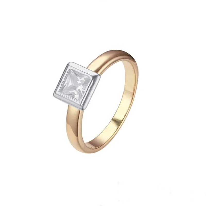 Модные ювелирные изделия 8 мм женские квадратные кольца с фианитами 585 цвета розового белого золота 7-10