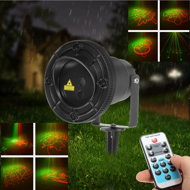 

8 Patterns Waterproof Landscape Light Waterproof Laser Outdoor Lighting Projector Decor Lamp RF Remote Control