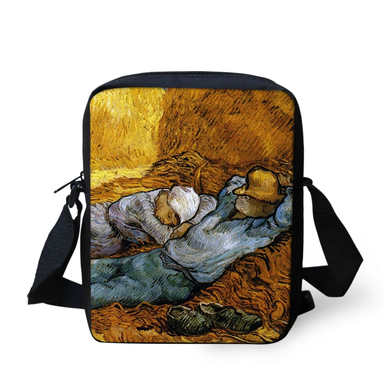 

Messenger Flap Shoulder Bag For Women Men Famous Painting Prints College Student Casual Crossbody Mini Handbag For Children Kids
