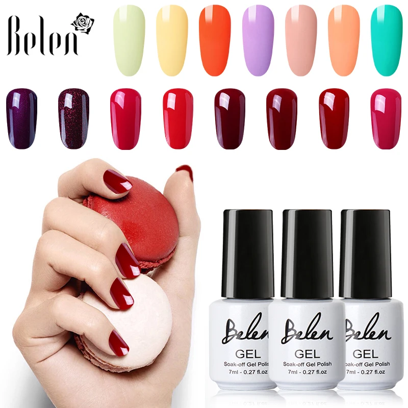 Belen 7ml Macaron Wine Red Series Colors Nail Gel Polish UV LED Vernis Semi Permanent Gelpolish Varnish Base Top Lacquer | Красота и