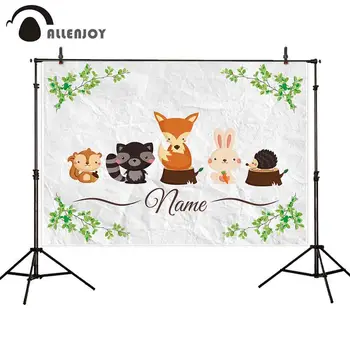 

Allenjoy photography woodland party backdrops cartoon animal kids birthday photocall background for photo shoots photozone
